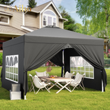Aiho Easy up Canopy 10x10 with Removable Sidewalls, All-Weather Portable Popup Shade Canopy with 3 Adjustable Height, For Garden, Backyard, Beach, Camping and Party-Black