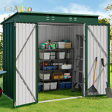 6' x 4' Outdoor Storage Shed with Double Lockable Doors - Green