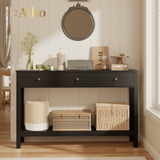 Console Table with 3 Drawers, Wood Entryway Table with Storage Shelf, Sofa Tables Narrow Long for Living Room, Entryway, Hallway, Foyer - Black