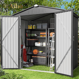 6' x 4' Metal Outdoor Storage Shed with Double Lockable Doors - Gray
