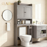 Over the Toilet Storage Cabinet, Aiho 70.3" H Bathroom Storage Cabinet with Adjustable Shelves & 2 Side Hooks, Best Gifts for Bathroom, Small Spaces, Gray