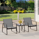 Aiho 3 Pieces Outdoor Patio Furniture Set with Textilene Material, Outdoor Chairs Set of 3 with Tempered Glass Table, Perfect for Garden, Lawn, Patio, Pool, Backyard, Balcony, Porch-Gray