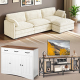 Living Room Furniture Set, Lofka Includes 110.2'' Cloud Couch, 1-Sideboard Storage Cabinet, 1-TV Stand 65'' for Apartment Living Room, Beige