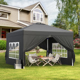 Lofka 10x10ft Pop-Up Gazebo with Adjustable Height - Waterproof Outdoor Gazebo with Windows, UV Protection for Events, Parties and Camping ,Black