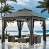 Lofka 11X11ft Outdoor Gazebo Clearance,Pop-Up Outdoor Gazebo with Mosquito Net, Adjustable Height,Gray