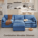 Lofka 110¡° Modular Sectional Sofa Bed with Double Layer Cushions and Movable Ottoman, Modern Comfy Cloud Couch for Living Room, DIY Combination, Blue