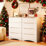 Lofka 2-Pack White 5-Drawer Dresser Storage, Built-in Handles for Safety, Modern Chest for Bedroom & Living Room, Ideal for Holiday Decor Storage
