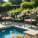 Lofka 3 Pieces Patio Furniture Set, Outdoor Wicker Conversation Sets with Coffee Table for Front Porch| Garden |Balcony| Backyard| Poolside, Beige