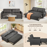 Lofka Convertible Sleeper Sofa Bed, Pull Out Couch with Adjustable Backrest, Dark Grey Modern Furniture for Small Spaces