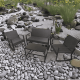 Patio Furniture Set with Rocking Chairs and Loveseat Outdoor Furniture Sets with Glass Coffee Table Gray
