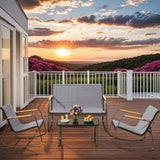 Lofka 4-Piece Patio Furniture Set, Textilene Outdoor Patio Conversation Set with 2 Rocking Chairs and Glass Coffee Table for Backyard, Poolside, Porch - Gray