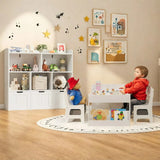 Lofka 4-Piece Toddler Playroom Set-Includes Toy Storage Organizer + Flip-Top Table & Chairs£¬Light Grey/White