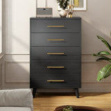 Lofka 5 Drawer Dresser, Tall Wood Dresser,Black