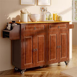 Kitchen 52" Island with Storage, Lofka Kitchen Island Cart with Drop Leaf