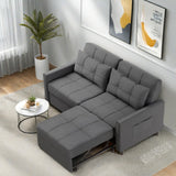 Lofka 58" Sofa Bed Couch for Living Room, Loveseat Couch Bed with Separate Ottoman and Adjustable Backrest, 3 in 1 Sleeper Sofa for Small Apartment, Dark Gray