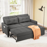 Lofka 58" Sofa Bed Couch for Living Room, Loveseat Couch Bed with Separate Ottoman and Adjustable Backrest, 3 in 1 Sleeper Sofa for Small Apartment, Dark Gray