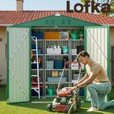 Lofka 6' x 4' FT Outdoor Storage Shed, Outside Metal Tool Shed with Lockable Doors ,Green