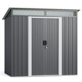 Lofka 6' x 4' Outdoor Storage Shed with Sliding Doors, Versatile Metal with Anchors, Tool Shed with Transparent Panel Windows, Outdoor Storage Clearance for Backyard, Patio, Garden-Gray