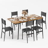 Lofka 63" Dining Table Set for 6 Extendable Kitchen Table Set with 6 Back Chairs, 7 Pcs Table Set for Living Room Furniture