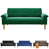 69" Velvet Sofa,Lofka 3 Seater Sofa with High Quality Foam,Comfy Upholstered Couch & Thick Backrest for Small Living Room|Bedroom|Apartment|Studio,Green