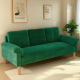 Lofka 69" Modern Small Velvet Sofa, Couch with Comfy Backrest and Soft Seating for Living Room , Green