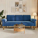 Lofka 69" Sofa Couch,Modern Velvet Sofa with Comfy Thick Backrest & Armrest for Small Living room,Bedroom,Apartment and Studio,Sapphire Blue