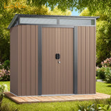 6' x 4' Outdoor Storage Shed, Metal Garden Tool Storage Shed with Double Lockable Doors