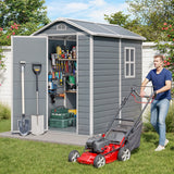 Lofka 6X4 FT Resin Storage Shed Outdoor with Floor & Lockable Door - Heavy Duty Garden Shed for Backyard, Bike and Tool Storage - Grey