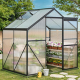 Lofka 6x4 FT Walk-in Greenhouse,Outdoor Storage shed, Polycarbonate Greenhouse for Outside with Adjustable Roof Vents and Sliding Barn Door, for Backyard Gardening