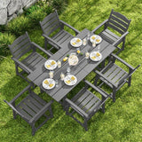 Lofka 7-Piece Outdoor Patio Dining Set , Wood Patio Conversation Set with 6 Chairs and 1 Table,Gray