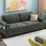 Lofka 71" Loveseat Sofa, Chenille Recliner,Upholstered 2-3 Seater Plush Cloud Couch for Living Room/Apt, Grey