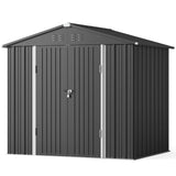 Lofka 6'x4' Metal Outdoor Storage Shed with Sliding Door for Garden, Patio & Lawn, Gray