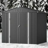 Lofka 8 x 6 ft. Outdoor Metal Storage Shed with Lockable Door for Backyard, Garden