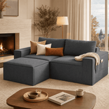 Lofka 80" Corduroy Loveseat Sofa, Light Gray Sectionals Couch for Living Room, Boneless Sofa with Wide Armrests, No Assembly Required