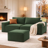 Lofka 80" Loveseat Couch, Deep Seat Cloud Couch for Living Room, Corduroy Sofa with Wide Armrests, No Assembly Required, Green