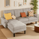 Lofka 82 Inch Modern Convertible Sectional Sofa, L-shaped Small Couch with Extra Deep Seats for Living Room, Apartments, Offices,Gray