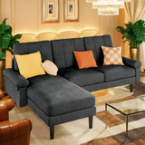 Lofka 82" Convertible Couch and Sofa , L-Shaped Sectional Sofa Bed for Living Room|Apartment|Small Spaces, Black