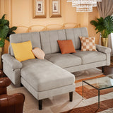 Lofka 82" L Modern Sofa,Convertible L Shaped Couches with 3 Comfortable Pillows for Living Room, Apartment,Small Spaces,Gray