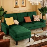 Lofka 82" L Modern Sofa,Convertible L Shaped Couches with 3 Comfortable Pillows for Living Room, Apartment,Small Spaces,Green