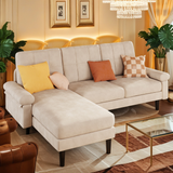 Lofka 82" L Modern Sofa,Convertible L Shaped Couches with 4 Comfortable Pillows for Living Room, Apartment,Small Spaces,Beige