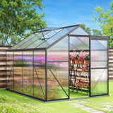 Lofka 8x6 FT Outdoor Greenhouse, Polycarbonate Greenhouse with Adjustable Roof Vents and Sliding Barn Door, Walk-in Greenhouse with Aluminum for Backyard Gardening
