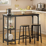 Lofka Bar Table Set for 2, Pub Dining Table Set for Dining room, Kitchen, Home Bar with 2 Stools , Black