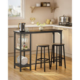 Lofka Bar Table Set for 2, Pub Dining Table Set for Dining room, Kitchen, Home Bar with 2 Stools 250lbs, Black