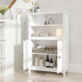 Lofka Bathroom Floor Cabinet with Doors, Multi-Functional Organizer and Storage for Bathroom, White