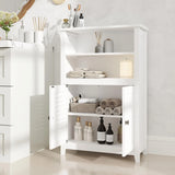 Lofka Bathroom Floor Cabinet with Doors, Multi-Functional Organizer and Storage for Bathroom, White