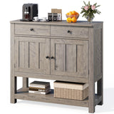 Lofka Console Table with 2 drawers and 2 doors for living room, Gray