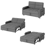 Lofka 71" D Twin Size Convertible Pull-Out Sofa Bed with 6 Adjustable Angles and Smooth Rolling Wheels for Small Spaces, Dark Gray