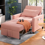 Lofka Convertible Sofa Bed 3 in 1, Small Sleeper Sofa with Pocket for Living Room,Pink