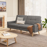 Lofka Convertible Sofa Bed, Futon Sofa Bed with Adjustable Backrest and Removable Armrest, Living Room, Apartment, Dorm, Dark Gray