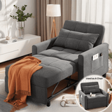 Lofka Convertible Sofa Bed with 3 Levels Adjustable Backrest, 3-in-1 Sofa Bed for Apartment, Dark Gray